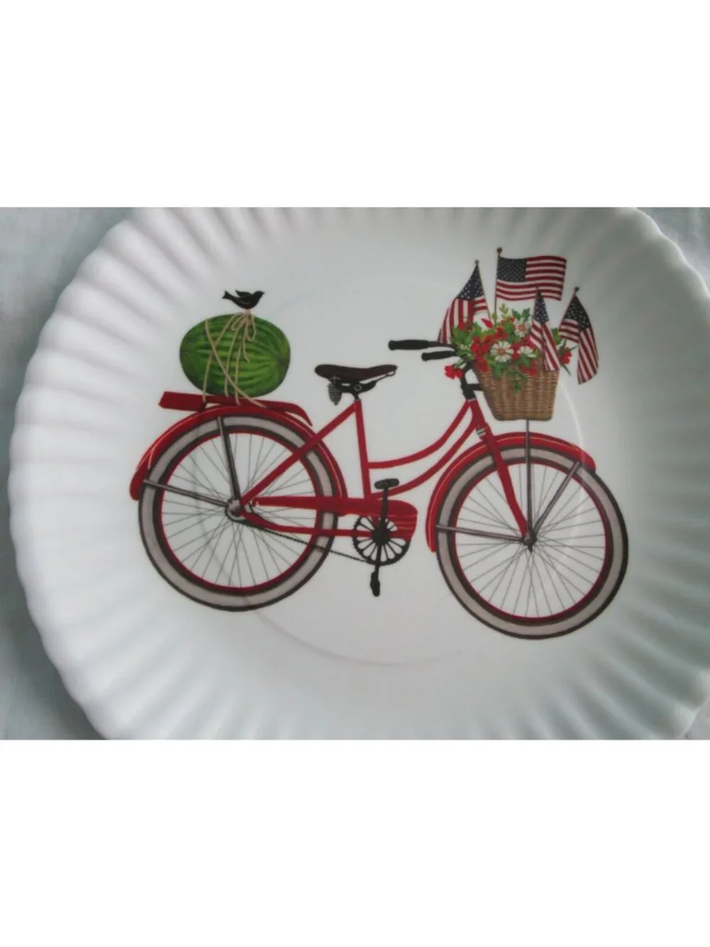 Vintage Bicycle Melamine Faux Paper Plates One Hundred 80 Degrees New Picnic